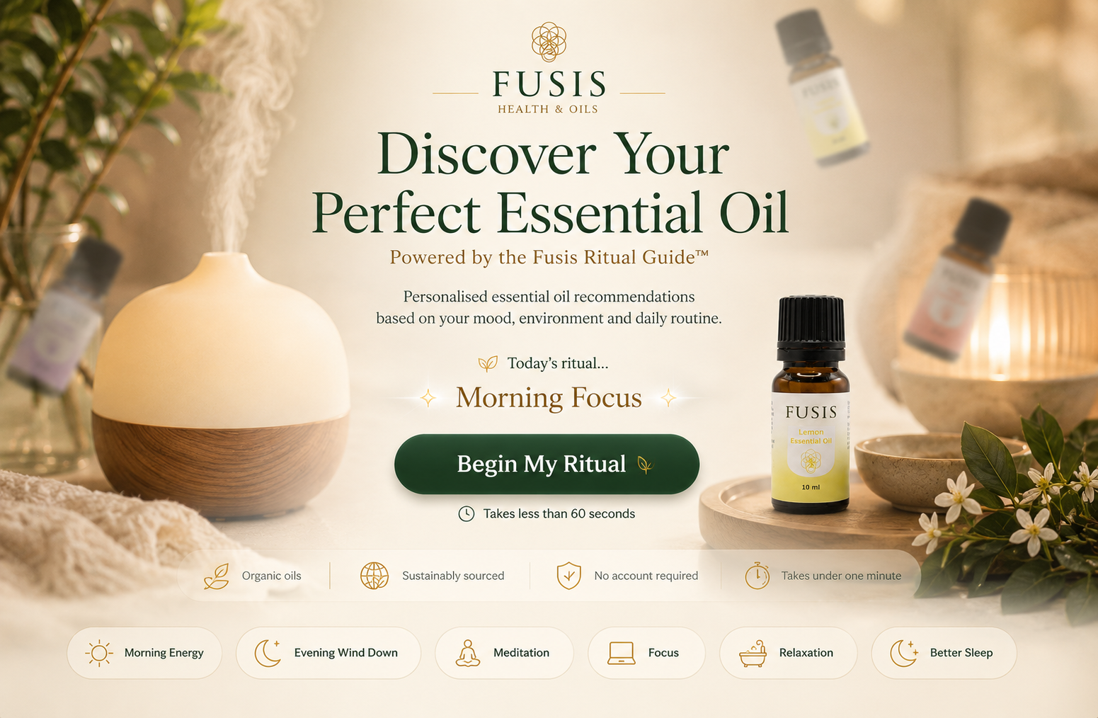 Fusis Ritual Guide, discover your perfect essential oil
