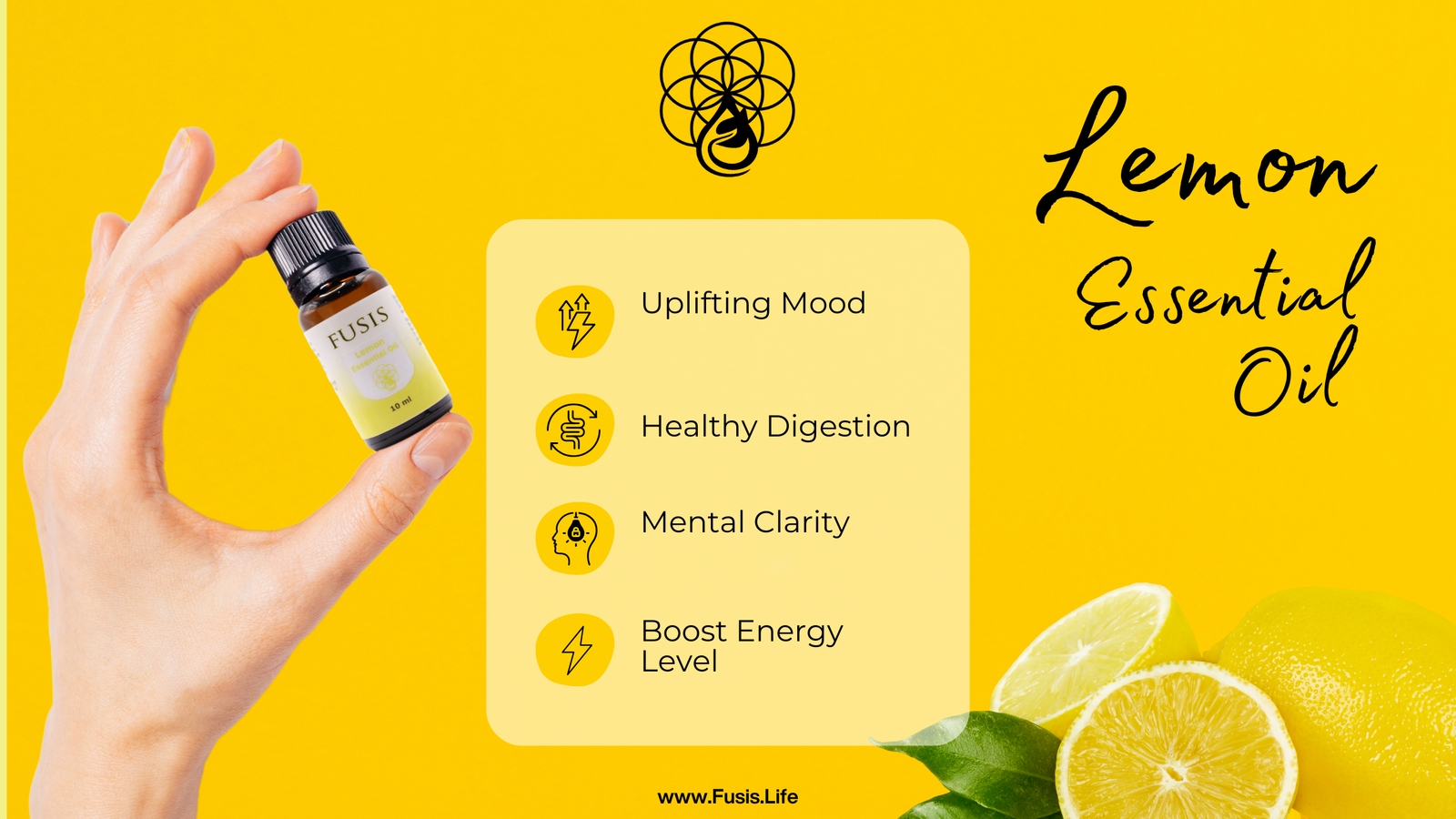 fusis essential oils lemon banner 2025